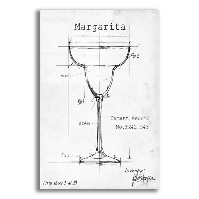 Trinx Barware Blueprint Vi By Ethan Harper Unframed Drawing Print Wayfair 4859